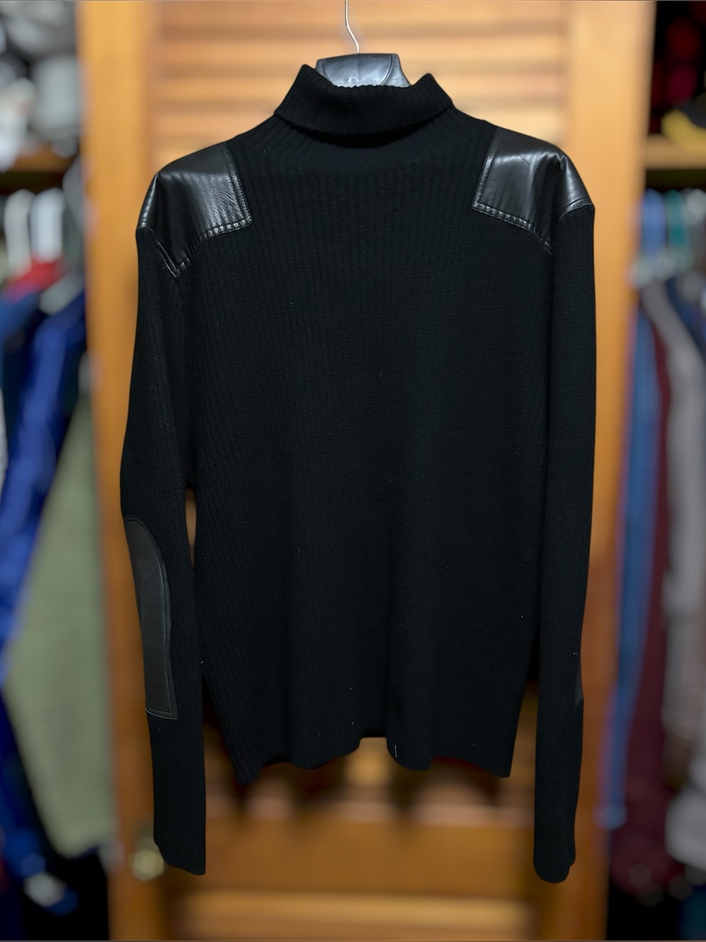 Vintage Polo Ralph Lauren Cashmere Blend Knit Turtleneck Elbow Patch Sweater XL